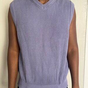 Zara Men’s Lilac Periwinkle Purple Knit Sweater Vest Cotton Size Large